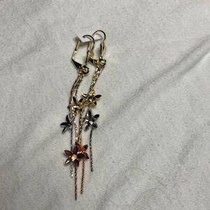 Pretty Bird Gold and Silver Floral Earrings Gold Plated